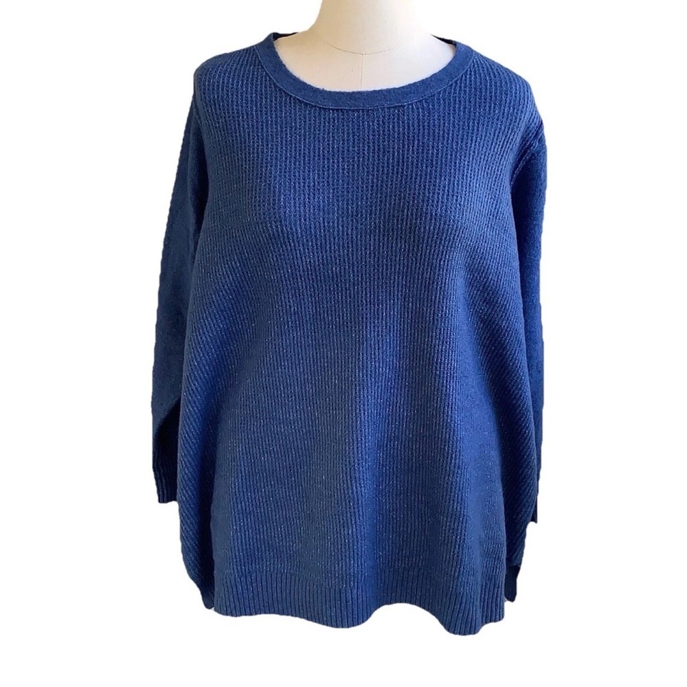 LOGO by Lori Goldstein Lightweight Sweater Plus Size 4X Cobalt Blue Lagenlook